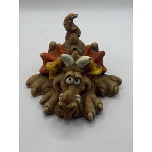 Vintage Bill Vernon Playful Dragon Painted Resin Sculpture Figurine 1984